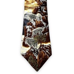 Vintage Mountain Goats Silk Tie  Puritan Rod Frederick New Heights Novelty Print